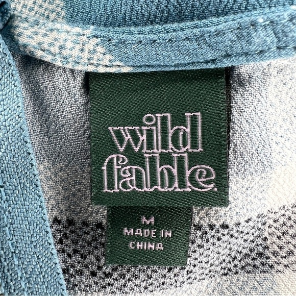 MEDIUM WILD FABLE BLUE PLAID JUMPSUIT SHORT SLEEVE ELASTIC WAIST  PREPPY CASUAL - Picture 8 of 10